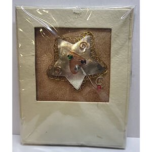 Vintage Chico's Silver & Brass Tone Star Brooch Bead & Wire Dangle Beads